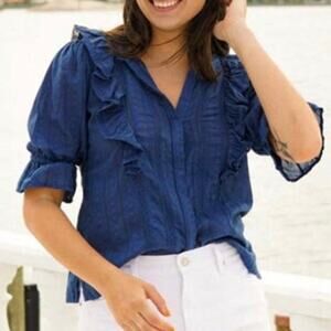 Erica Wilson Jaja Ruffle Blouse Top